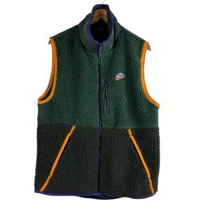 Vintage Nike Heritage Sherpa Fleece Khaki Green Medium Vest Body Warmer Gilet